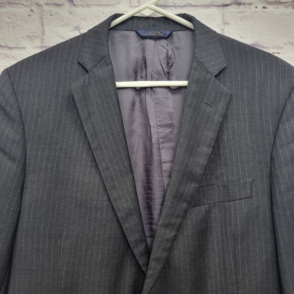 Brooks Brothers 1818 Regent Italy Men Blazer Jacket 42R 100% Wool Gray Pinstripe - Picture 2 of 10